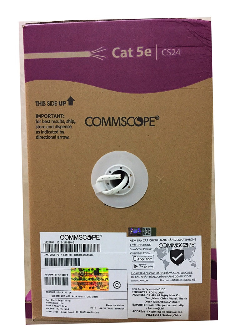 Cáp mạng AMP Commscope CAT5e 6-219590-2 (305m/cuộn)
