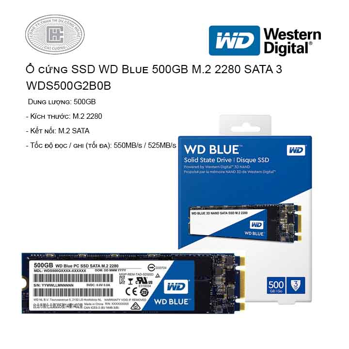 SSD WD 500GB WDS500G3B0B- M2 Blue (M2-2280)