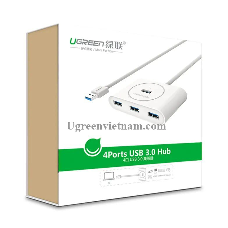 Hub USB 3.0 4 Ports model CR113 trắng 1M Ugreen 20282