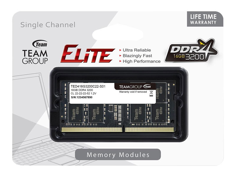 Ram Laptop TeamGroup Elite 16GB DDR4 3200MHz (TED48G3200C22-S01)