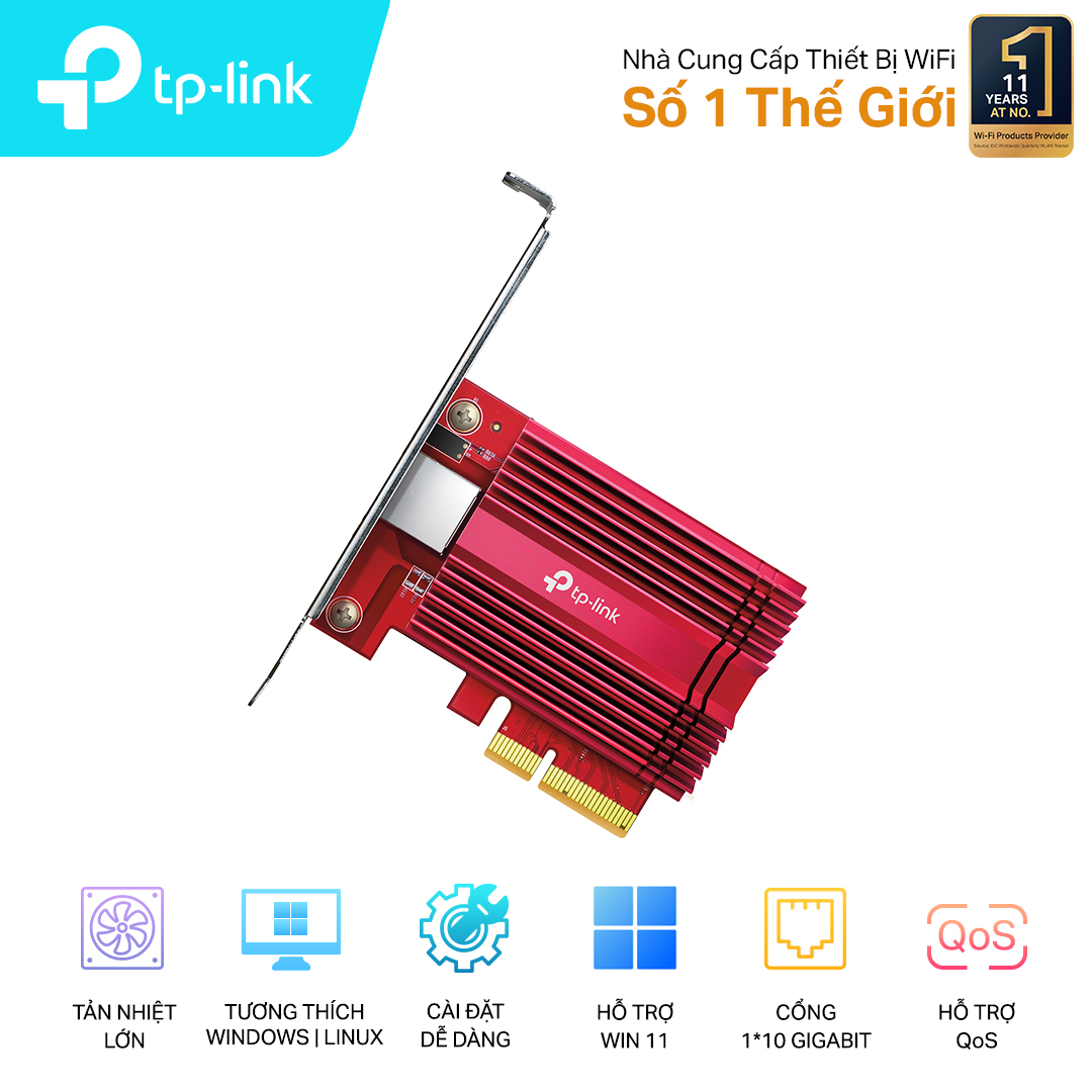 Cạc mạng có dây TP-Link PCI-E TX401 (10 Gigabit/ 1 Cổng RJ45)