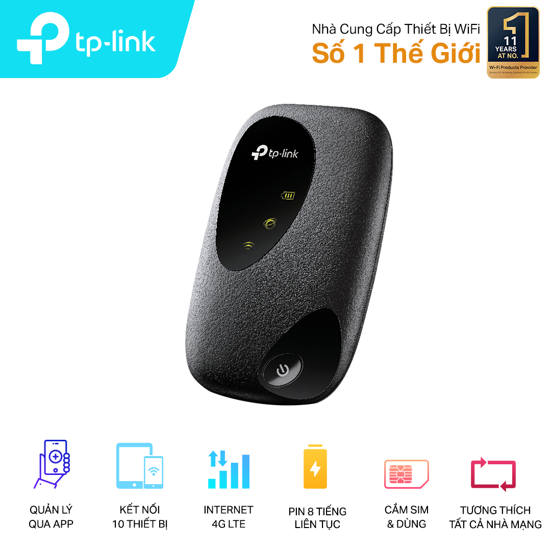 Bộ phát wifi 4G TP-Link M7000 (4G LTE/ Ăng-ten ngầm/ Khe Sim 4G/ 10 User)