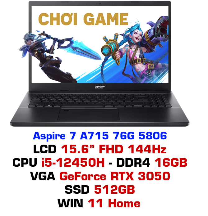 Laptop gaming Acer Aspire 7 A715 76G 5806