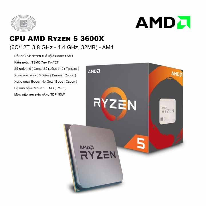 CPU AMD Ryzen 5 3600X (6C/12T, 3.8 GHz - 4.4 GHz, 32MB) - AM4
