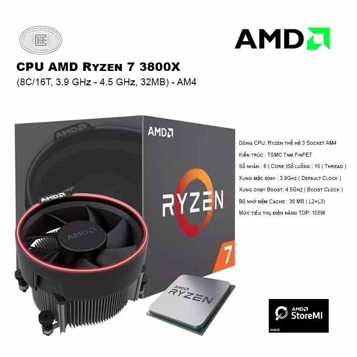 CPU AMD Ryzen 7 3800X (8C/16T, 3.9 GHz - 4.5 GHz, 32MB) - AM4
