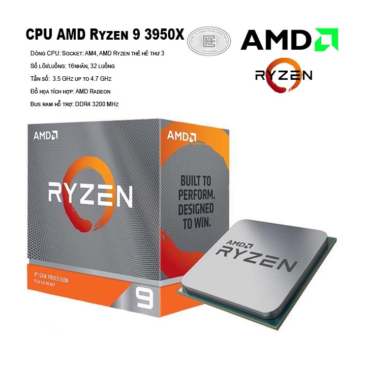 CPU AMD Ryzen 9 3950X (16C/32T, 3.5 GHz up to 4.7 GHz, 64MB) - AM4