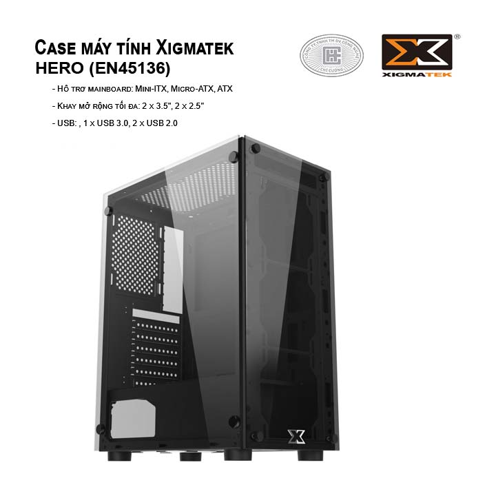 Case máy tính XIGMATEK Hero - (Đen) EN45136 NO FAN
