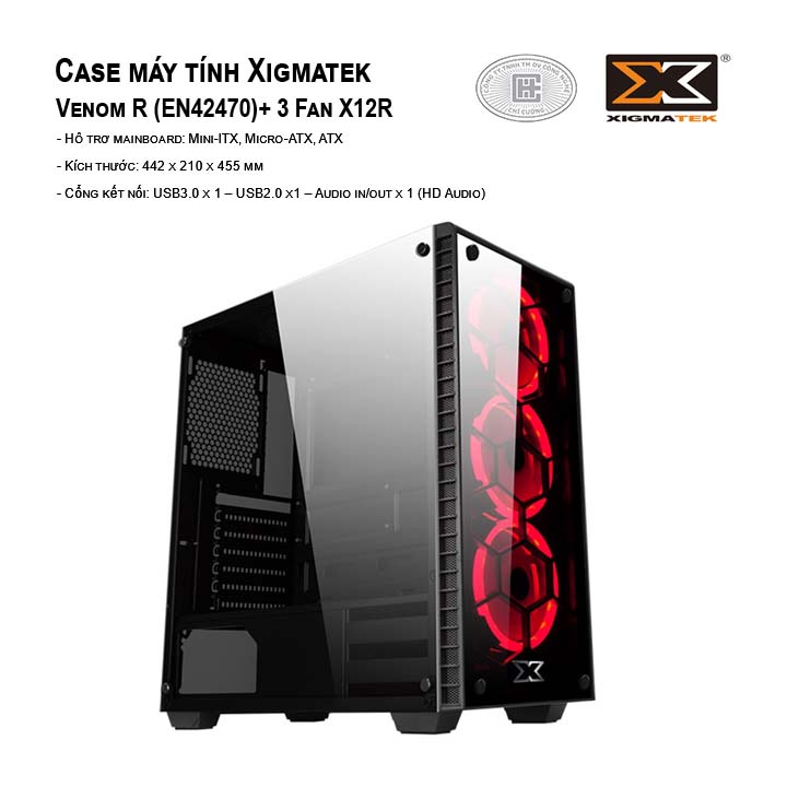 Case máy tính XIGMATEK Venom R (EN42470)+ 3 Fan X12R