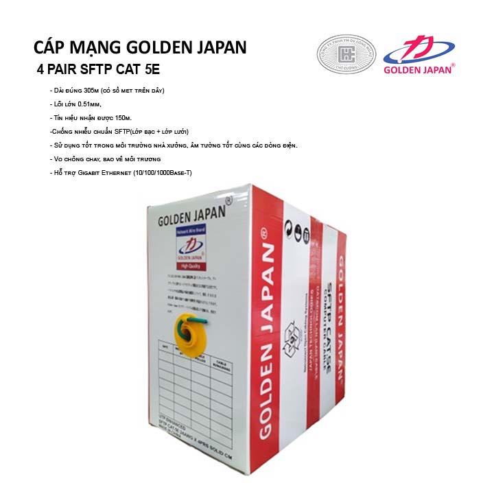 CÁP MẠNG GOLDEN JAPAN 4 PAIR SFTP CAT 5E( Màu Xanh Lá)