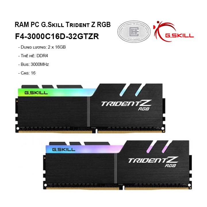 RAM  G.SKILL Trident Z RGB 2x16GB DDR4 3000MHz - F4-3000C16D-32GTZR
