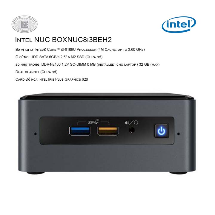 Máy tính bộ PC Intel NUC Kit BOXNUC8i3BEH2 ( Intel Core i3  8109U/ Intel Iris Plus Graphics 655 )