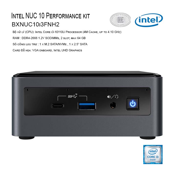 Máy tính Intel NUC 10 Performance kit - NUC10i3FNH (i3-10110U) (BXNUC10i3FNH2)