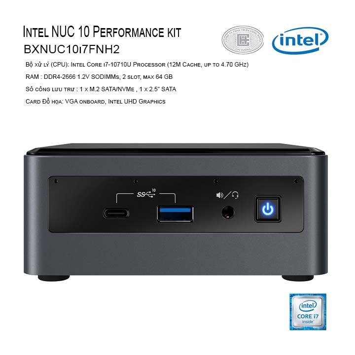 Máy tính Intel NUC 10 Performance kit - NUC10i7FNH (i7-10710U) (BXNUC10i7FNH2)