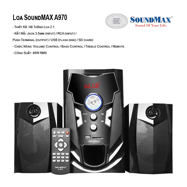Loa bluetooth 2.1 SoundMAX A970 (Đen)