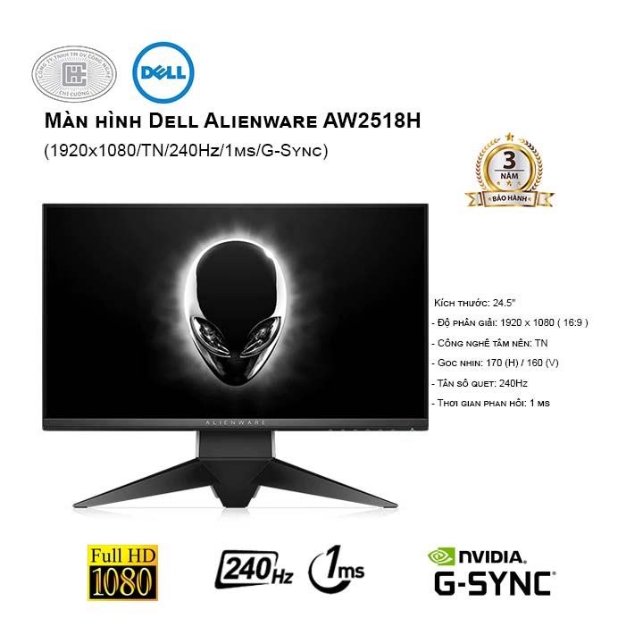 Màn hình Dell The Alienware AW2518H 25 Inch - 240hz  (giảm giá 2 ngày)
