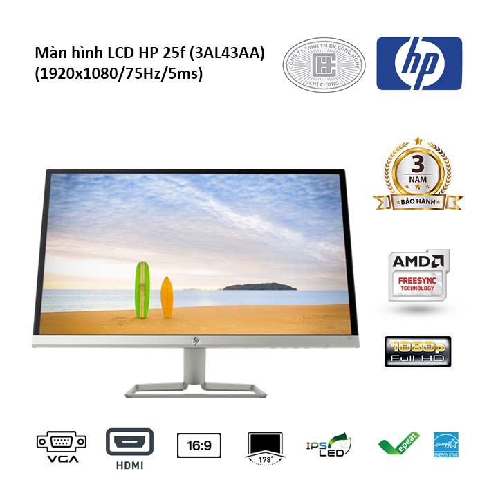 Màn hình LCD HP 25F 25 inches 3AL43AA (1920x1080/IPS/60Hz/5ms)