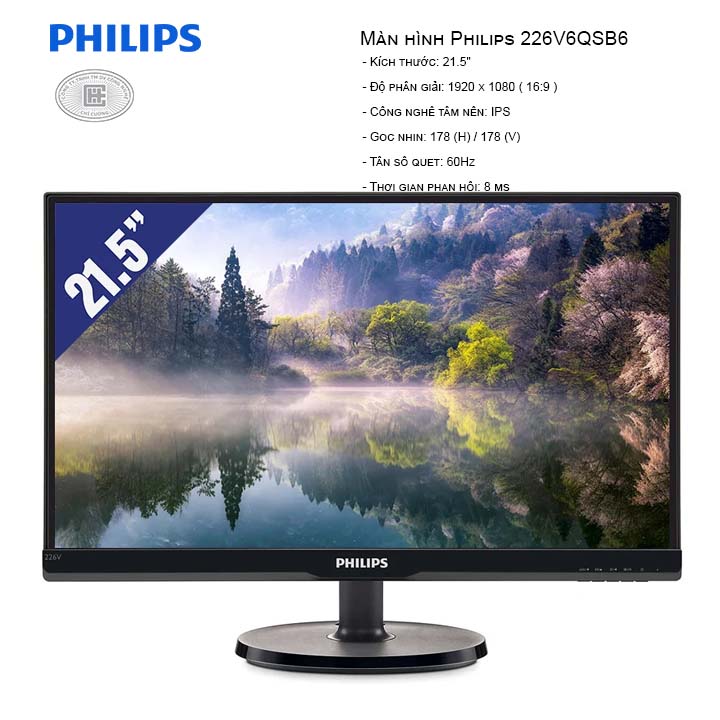 Màn Hình Philips 226V6QSB6 (1920x1080/IPS/60Hz/8ms)