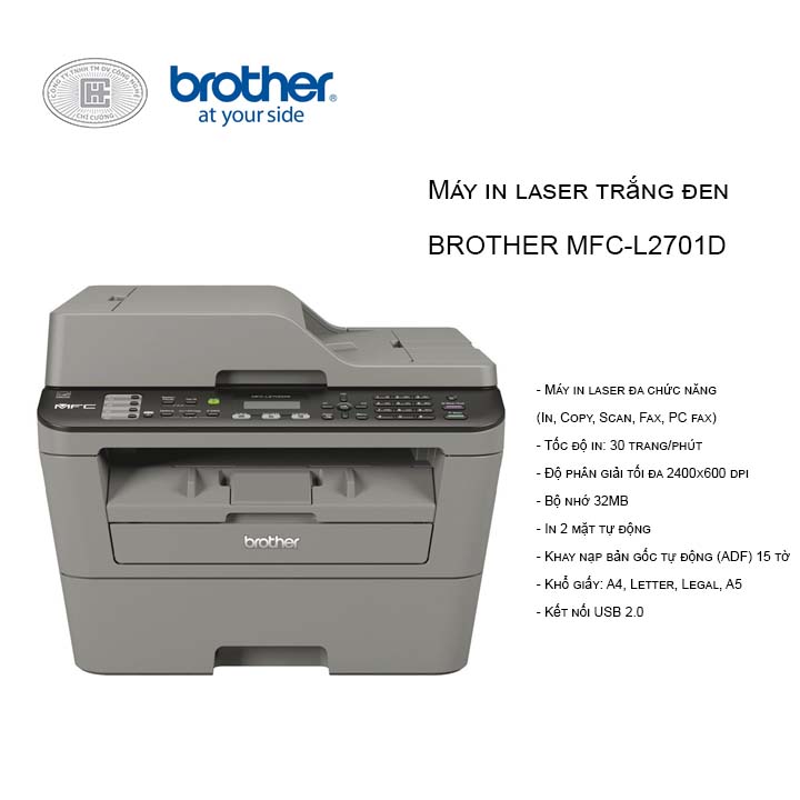 Máy in Brother MFC-L2701D Đa chức năng (in , scan , coppy, fax , in 2 mặt) (giảm giá 7 ngày)