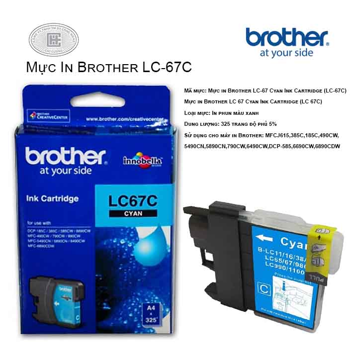 Mực in Brother LC-67C máu xanh