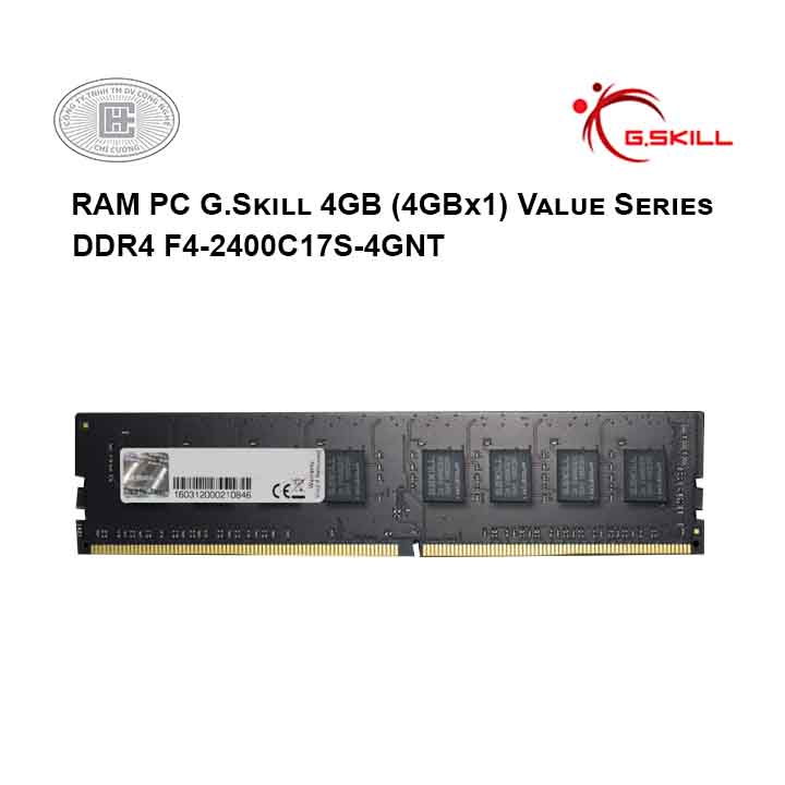 RAM PC G.Skill 4GB (4GBx1) Value Series DDR4 F4-2400C17S-4GNT