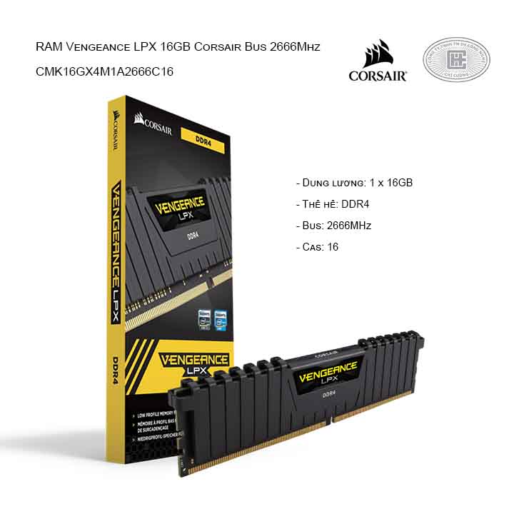 RAM desktop CORSAIR Vengeance LPX CMK16GX4M1A2666C16 (1x16GB) DDR4 2666MHz