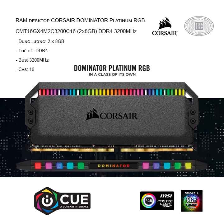 RAM desktop CORSAIR DOMINATOR Platinum RGB CMT16GX4M2C3200C16 (2x8GB) DDR4 3200MHz