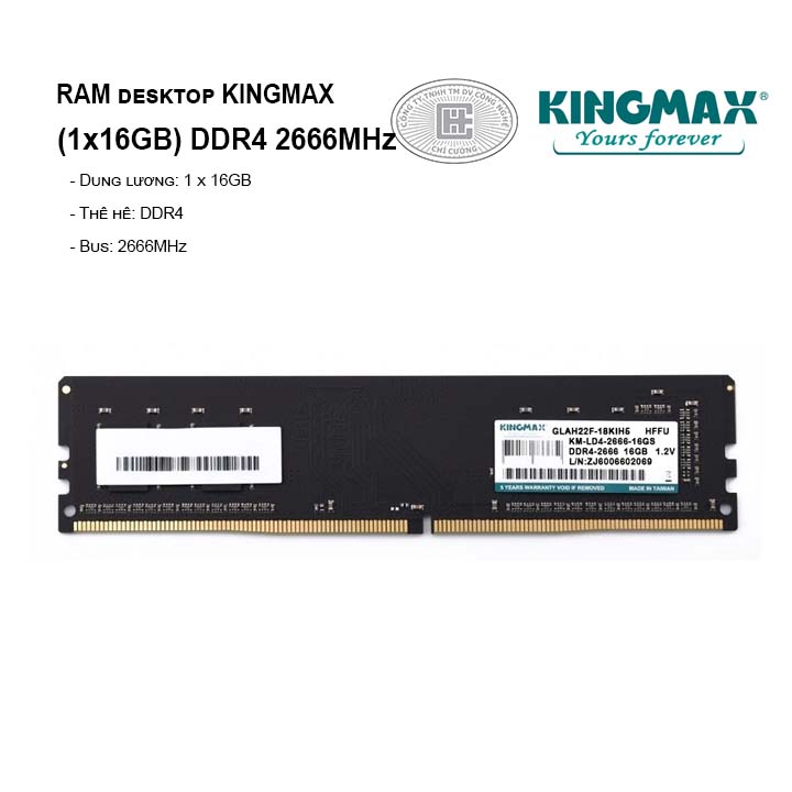 RAM PC KINGMAX 16GB DDR4 2666MHz