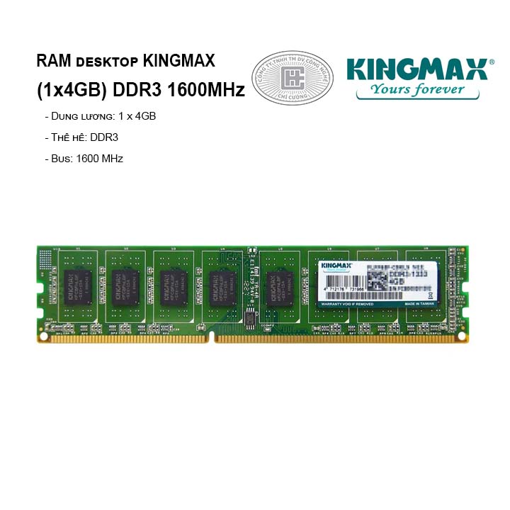 RAM PC KINGMAX 4GB Bus 1600MHz