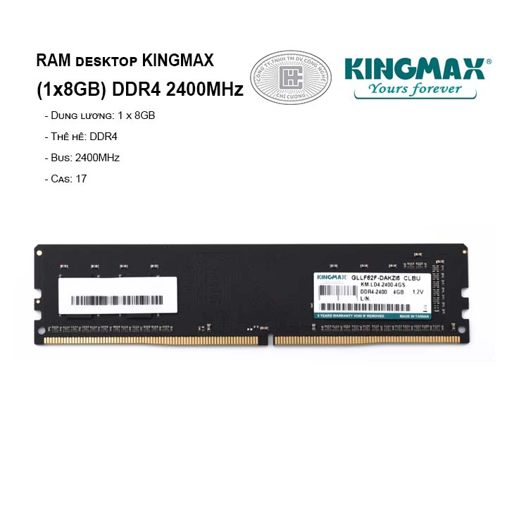 RAM PC KINGMAX 8GB Bus 2400MHz