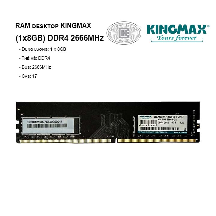 RAM KINGMAX 8GB Bus 2666