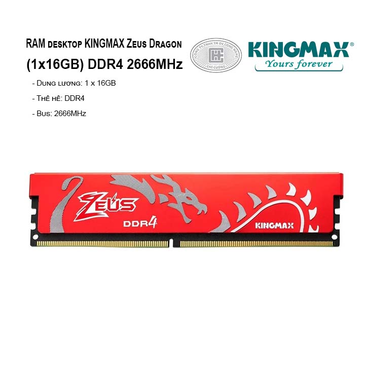 RAM PC KINGMAX Zeus Dragon 16GB Bus 2666MHz