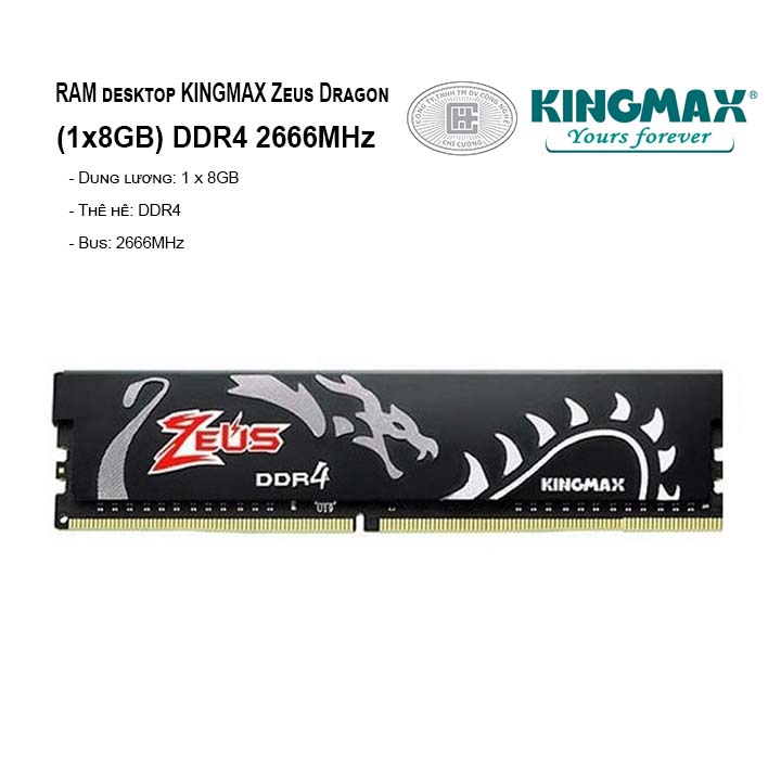 RAM PC KINGMAX Zeus Dragon 8GB Bus 2666MHz