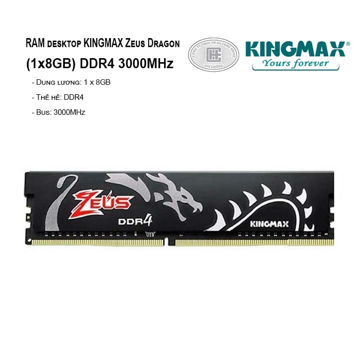 RAM PC KINGMAX Zeus Dragon 8GB Bus 3000MHz