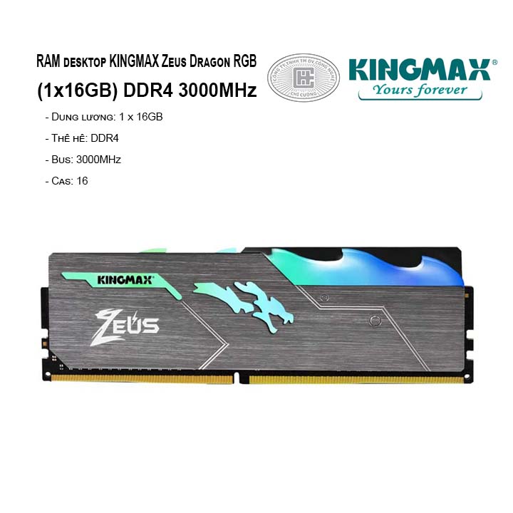 RAM PC KINGMAX Zeus Dragon RGB 16GB Bus 3000MHz
