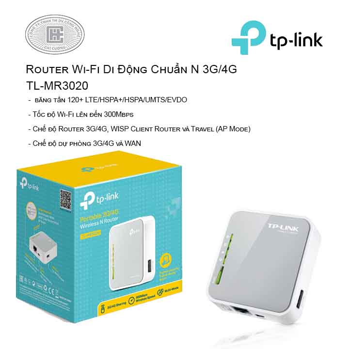 Router Wi-Fi Di Động Chuẩn N 3G/4G TL-MR3020