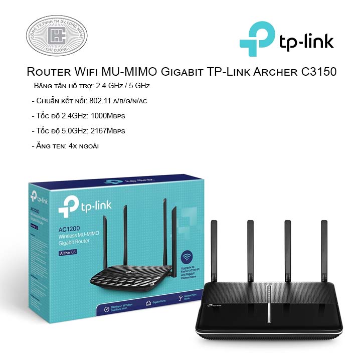 Router Wifi MU-MIMO Gigabit TP-Link Băng tần kép AC3150 - Archer C3150