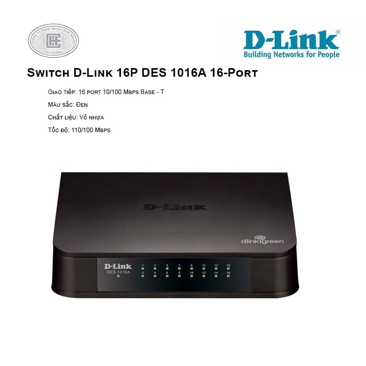 Switch D-Link 16P DES 1016A  (Vỏ nhựa)