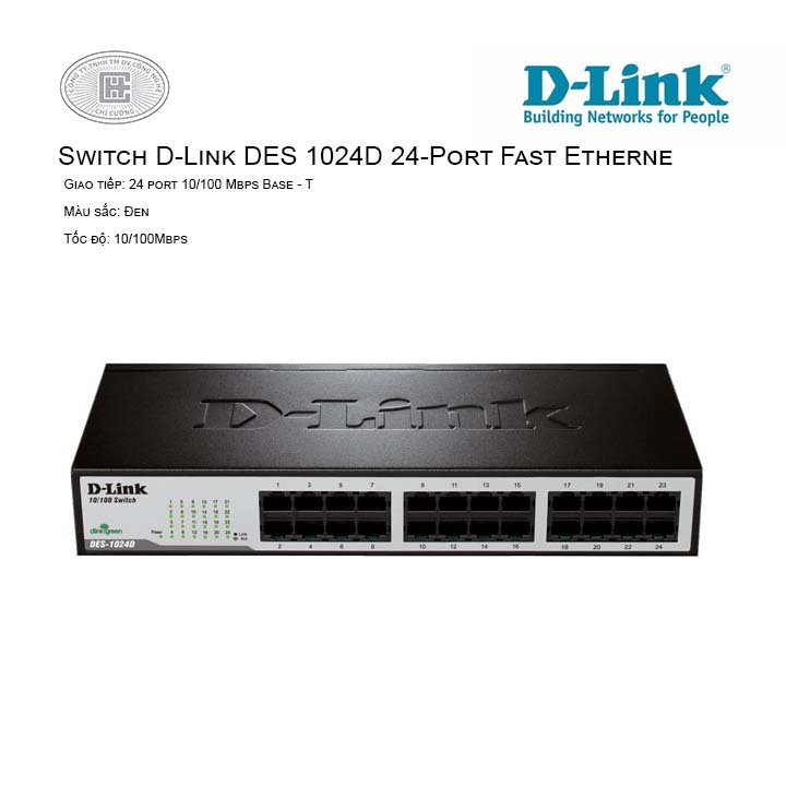 Switch D-Link DES 1024D 24‑Port Fast Ethernet  (Vỏ sắt)