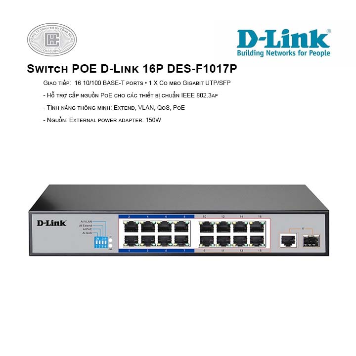 Switch POE D-Link 16P DES-F1017P
