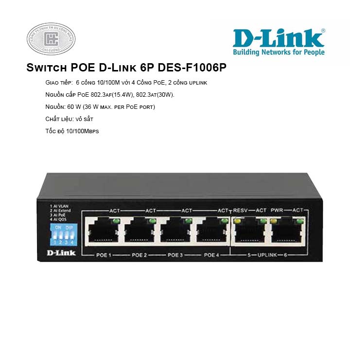 Switch POE D-Link 6P DES-F1006P