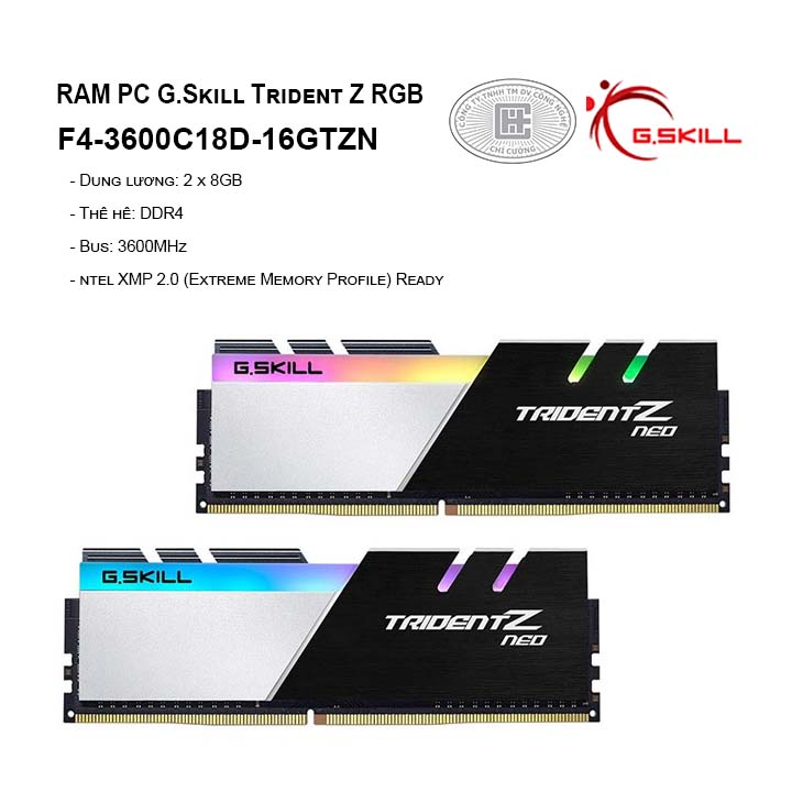 RAM G.Skill TRIDENT Z Neo - 16GB (8GBx2) DDR4 3600GHz F4-3600C16D-16GTZNC