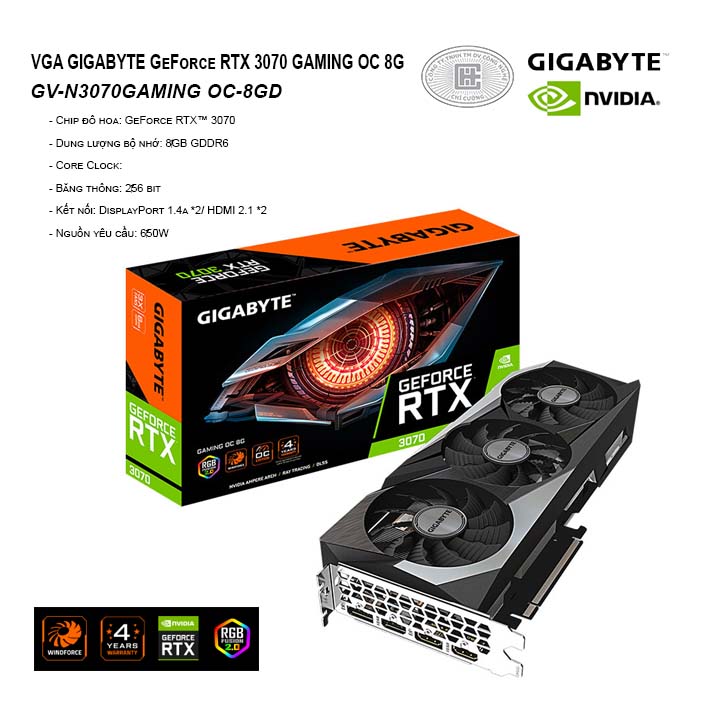 VGA Gigabyte RTX 3070 8G GDDR6 Gaming OC (GV-N3070GAMING OC-8GD)