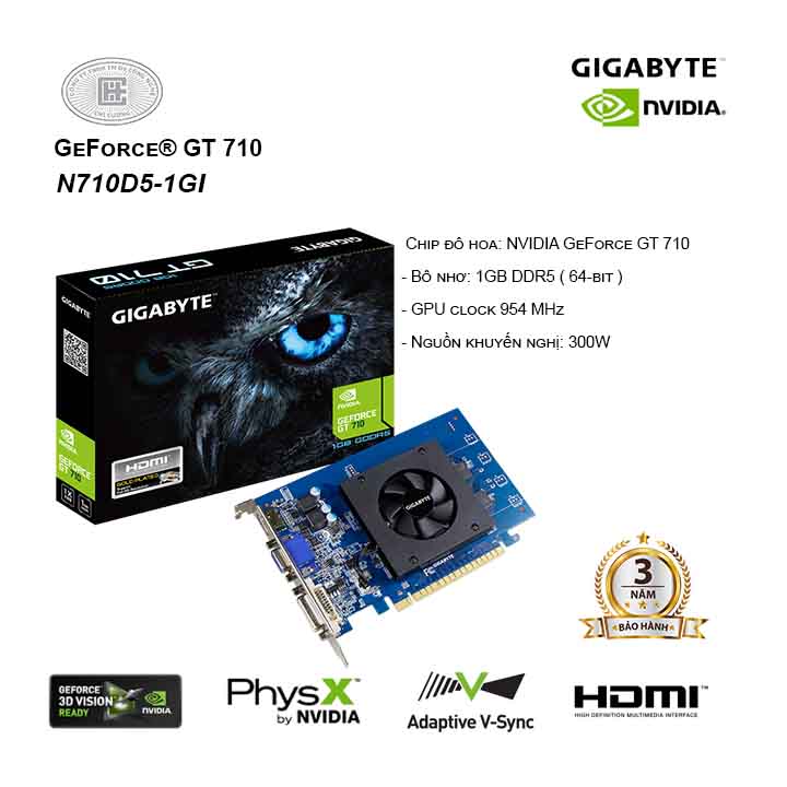 VGA GIGABYTE GeForce GT 710 GV-N710D5-1GI 
