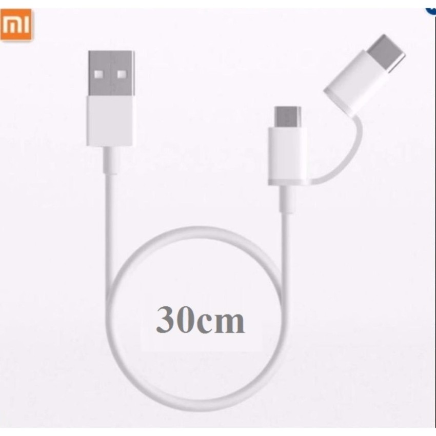 CÁP SẠC XIAOMI MI 2-IN-1 USB CABLE MICRO (30CM)-SJV4083TY