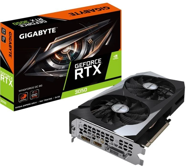 VGA GIGABYTE GEFORCE RTX 3050 WINDFORCE 8GB (GV-N3050WF2-8GD)