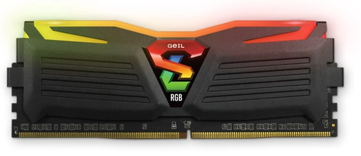 RAM PC GEIL DDR4 8GB BUS 3200MHz SUPER LUCE BLACK RGB (GLS48GB3200C18BSC)