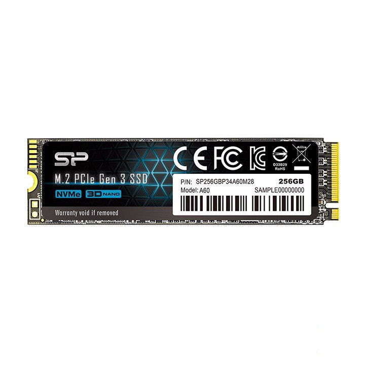 Ổ SSD Silicon SP256GBP34A60M28 A60 256G (NVMe PCIe/ Gen3x4 M2.2280/ 2200MB/s/ 1600MB/s)