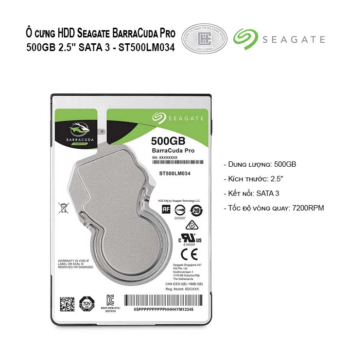 Ổ cứng HDD Seagate Barracuda Pro 500GB 2.5 SATA 3 - ST500LM034