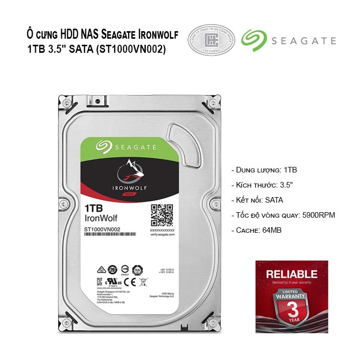 Ổ cứng HDD NAS Seagate Ironwolf 1TB 3.5
