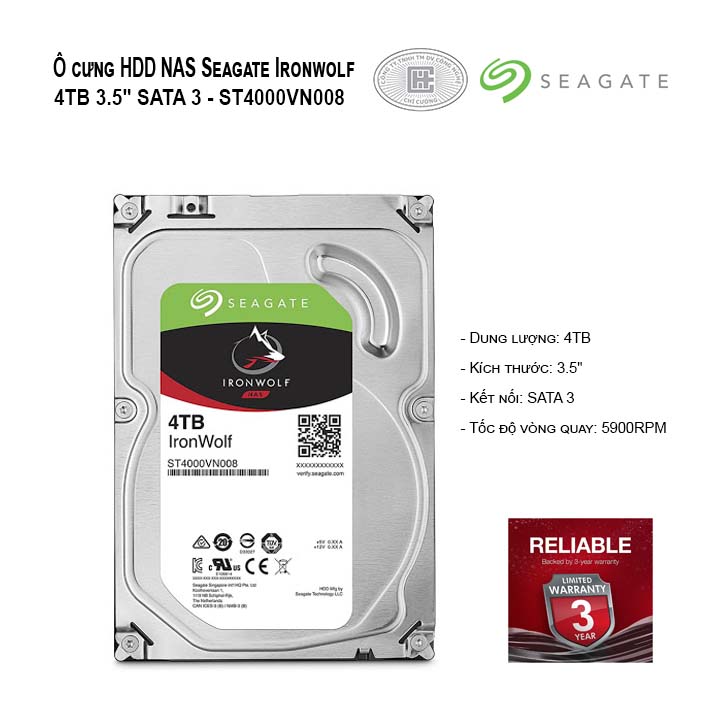 Ổ cứng HDD NAS Seagate Ironwolf 4TB 3.5